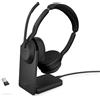 Jabra Evolve2 55 Link380a MS Stereo - Headset stereo wireless con USB-A - certificato per Microsoft Teams incl. stazione di ricarica