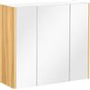 Kleankin Mobiletto Bagno con Specchio a 3 Ante, Armadietto con Mensole Regolabili e Elegante, per Ottimizzare Spazi, 68x22x60cm Bianco |Aosom italy