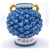 CERAMICHE CALTAGIRONE Vaso Pigna Palla in ceramica siciliana di Caltagirone Blu H. 24 cn