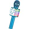 ShinePick Microfono Karaoke Bluetooth, Microfono bambini, Microfoni Wireless LED Flash Portatile Karaoke Player con Altoparlante per Android/iOS, PC e Smartphone(Blu)