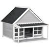 PawHut Cuccia per Cani da Esterno in Legno e PVC con Portico e Finestre, 126x118x105cm, Grigio|Aosom