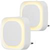 YUNLEX Presa di Luce Notturna con Sensore Crepuscolare, 3 livelli di luminosità regolabile per Camera dei Bambini, Bagno, Corridoio, Cucina, Scale, Bianco caldo