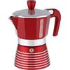 Pedrini Infinity Caffettiera Alluminio 3 tazze, glitterata colore rosso