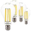 SUNSEED 4x Lampadina E27 Filamento LED 16W Goccia A75 2300 Lm Naturale 4000K, 142W Equivalente