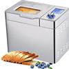 COOCHEER MEYKEY - Macchina per il pane con capacità fino a 900 g, programmi intelligenti e automatici, 3 dimensioni di pane, 550 W, 36 x 22 x 30 cm, colore: Argento