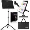 CAHAYA Leggio Musicale Pieghevole per Spartiti 80-145cm Portatile e Professionale Leggio Spartiti Musicali da Orchestra con Custodia e Raccoglitore Musicale