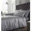 Catherine Lansfield Silky Soft Satin Copripiumino, Poliestere, Argento, Set piumone 2 piazze