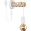 Chao Zan E27 Applique da parete 1.8M Cavo con Interruttore e Spina Moderno Legna Lampada a muro Metallo luce per la lettura luce notturna per Camera da letto capezzale Soggiorno Cucina Corridoio Scala (Bianco)