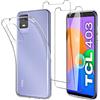 JDXHFF Cover Compatibile con TCL 403 (6.6) e 2 Pezzi Pellicola Protettiva in Vetro Temperato - Trasparente Morbido Silicone Custodia Protettivo TPU Protezione Case Clear