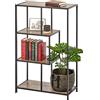 mDesign Libreria piccola a quattro ripiani - Mobile con ripiani aperto in metallo e legno - Moderno mobiletto alto per libri, decorazioni, fotografie e altro - nero/grigio