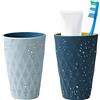 Yemiany bicchiere porta spazzolino, 2 pezzi bicchieri plastica rigida, Bicchieri Porta Spazzolini, 450ml/15.8oz robusto e resistente alla caduta, adatto ad adulti, ragazzi e bambini (8×12×5 cm)