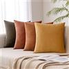 MIULEE Federe Cuscini Set di 4 in Velluto Copricuscini per Divano Camera da Letto Federa Quadrata e Decorativa in Tinta Unita Foedere Eleganti per Letto Matrimoniale Arredo 40X40 CM Serie Giallo Terra