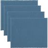 LINUM UNI Tovagliette 4-pezzi 35x46 cm, 100% cotone, Lavabile in lavatrice, Blu Profondo Del Mare