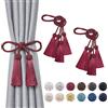 Pretty Jolly Confezione da 4 fermatende con nappe a doppia estremità, fatti a mano, in corda intrecciata, fermatenda decorativi in stile europeo, per finestre di casa e ufficio (rosso vinaccia)