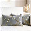 DecorMommt Velluto Federe Cuscini Grigio Decorativo Geometrico Fodere per Cuscino 30x50 cm Federa Oblunghe Morbide per Divano Sedia Camera da Letto Auto Decorazione Inverno,Set di 2 Pezzi