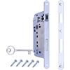 GAMOBIFER Serratura per Porta Interna a Incasso AGB serie PATENT GRANDE. Entrata 50, Interasse 90. (Fronte 22x238, SCROCCO - CATENACCIO - CHIAVE, CROMATO Opaco)