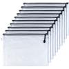 KUUQA 10 pezzi A4 Zipper File Bags Portafoglio documenti per ufficio Forniture per cosmetici