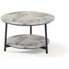 Maconi Tavolino rotondo Milord 1057-C con piano in vetro da 59 cm e h. 35 cm serie Coffee Table collection 2 piani