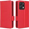 GOKEN Cover Pelle per Huawei Honor X7a, Magnetica Custodia con Supporto di Stand & Carte Slot, Flip Case con Portafoglio -Rosso