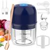 BlumWay 2 in 1 mini tritacaglio elettrico, frullatore per uova, tritacarne per alimenti, frullatore portatile per verdure, frutta, superficie in silicone impermeabile 250+250 ml (blu)