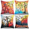 DecorMommt Estate Copricuscini Divano 40x40 Cm Rosso Albero della Vita Federe per Cuscino Colorato Fodere per Cuscini Decorativi in Lino Stile Country del Divano