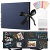 DazSpirit Album Fotografico Scrapbooking, 80 Pagine Nere, Portafoto DIY, Blu
