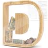 DBPBToU Salvadanaio a Forma di Lettera in Legno, Grande 23 * 4 * 23cm, Apribile Personalizzato Trasparente, per Regalo di Compleanno/Decorazione Domestica/Ricordo (D)