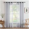MIULEE Tende Trasparenti in Voile Con Occhielli Finestre per Camera da Letto e per Salotto Eleganti Soggiorno 2 Pannelli 140x290cm Grigio