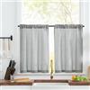 TOPICK Tende cucina lino Passante tenda da bistrot porta finestra balcone stile country roulotte 2 pezzi corte semi-trasparenti rustiche soggiorno doccia tenda per interni 65L x 60A cm, Grigio