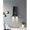 GURARI Cappa da parete GCH T 465 60 BL PRIME, cappa aspirante da 60 cm, vetro curvo, efficienza energetica A, potenza di aspirazione 1000 m³/h, TouchControl