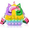 Ainiv Poppet Pop it Borsa, 2 in 1 Unicorno Fidget Bag Pop Bubble PushToy, Borsa a Tracolla con Tracolla in Silicone,Regalo Giochi per Bambini 5 6 7 8 Anni (Macaron)