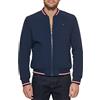 Tommy Hilfiger Men's Lightweight Varsity Rib Knit Bomber Jacket Giacca Shell, Navy Poly, L Uomo