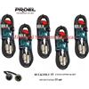 PROEL BULK250LU15 CAVO per MICROFONO CASSE CANNON xlr M/F SET di 5 CAVI 15 Metri