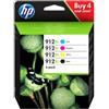 Hp Multipack Nero / Ciano / Magenta / Giallo 3Yp34Ae Mcvp 912 Xl 3300 Pagine Originale