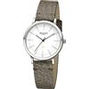 REGENT Orologio da uomo con cinturino in pelle vegana sostenibile in guscio di mela, leggero 40 mm, cassa in titanio al quarzo, data, Bianco / beige, cinghia