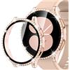Kamita Custodia Protettiva Brillantini per Samsung Galaxy Watch FE(2024)/4 40mm Cover con 9H Protezione Dello Schermo in Vetro Temperato,Diamante Duro PC Bumper Case per Galaxy Watch4 (Oro rosa-rosa)