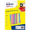 Avery - Confezione da 2058 pastiglie adesive colori assortiti, diametro 8 mm