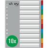 Leitz VON Leitz 12990000 - Confezione da 10 fogli con indice A4 extra largo, 100% cartone riciclato, linguette vuote, 11 fori, indice universale per cucitrici e raccoglitori ad anelli