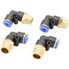 CNCTEC Raccordo a innesto ad angolo pneumatico 90° 1/4 su 6 mm, 4 connettori push in aria compressa (R 1/4 - 6 mm)