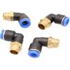 CNCTEC Raccordo a innesto ad angolo pneumatico 90° 1/4 su 8 mm, 4 connettori push in aria compressa (R 1/4 - 8 mm)