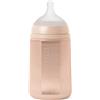 Suavinex, biberon in silicone da 240 ml, con tettrella in silicone SX Pro simmetrica, con valvola anticolica, biberon a flusso medio (M). Per bambini +3 mesi. Linea Colour essence. Nude