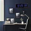 JAYEUW Orologio da parete digitale a LED, grande display con calendario, termometro 12/24H, montaggio a parete/sulla scrivania, alimentazione cablata, soggiorno, ufficio, sveglia (blu)