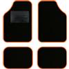 QUEMAR Tappetini Auto Universali per utilitarie e city car / 13 Colori Personalizzati/Kit 4 Tappeti in Moquette e Gomma su Misura/Set 2 Anteriori + 2 Posteriori (Bordo Arancio)