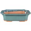 Vaso per bonsai rettangolare in gres smaltato verde 12,5x10x3,5 cm - G223c