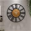 HAITANG Grande orologio da parete rotondo in legno nero per decorazione di soggiorno, numeri romani retrò, silenzioso, non solletico, adatto per casa, giardino, ufficio, caffè, 40 cm