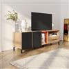 DEGHI Mobile porta tv 160x50,5h cm con ante e cassetto in legno rovere savana e nero - Sesamo