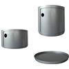 Kartell Componibili Set: Contenitore Grigio 42x42x23cm + Contenitore Grigio 42x42x38.5cm + Coperchio Argento 42x42x2.9cm in ABS