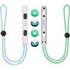 Vicloon 1 Coppia Switch Controller da Polso, Switch Controller di Blocco da Polso Lanyard con 4 Carino Tappo del Joystick, Controller Switch con Corda Regolabile per Switch Joycon, Bianco