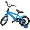 SanBouSi Bicicletta per bambini da 14 pollici, con ruote di supporto, per ragazzi e ragazze, dai 3 ai 6 anni in su, colore blu