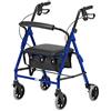 Days - Deambulatore Pieghevole e Leggero con 4 Ruote, con Seduta Imbottita, Freni Bloccabili, Manici Ergonomici e Borsa per il Trasporto, Ausilio per Mobilità Ridotta, Xs, Colore Blu